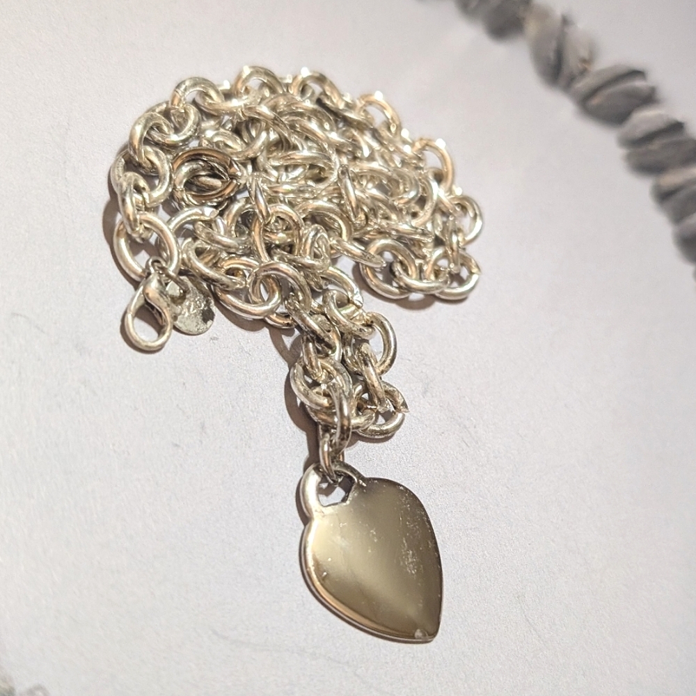 Chunky Sterling Heart Chain Necklace - Picture 4 of 5